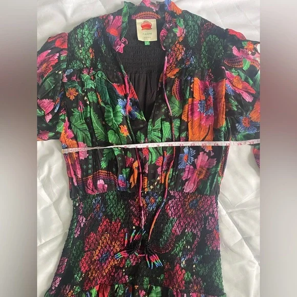 FARM Rio Pink and Red Pleated Tie Front Mini Dress - Picture 3 of 5